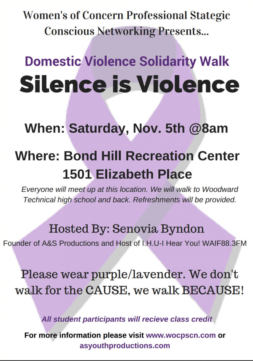 Domestic Violence Solidarity Walk Nov 5th@8am:
