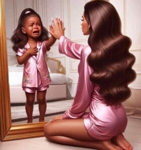 The Little Girl crying in the mirror,